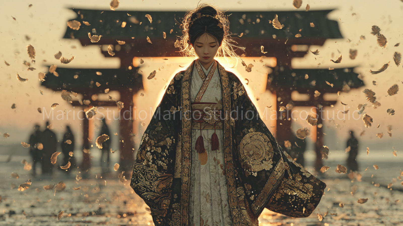 鳥居の前に立つ和の女神