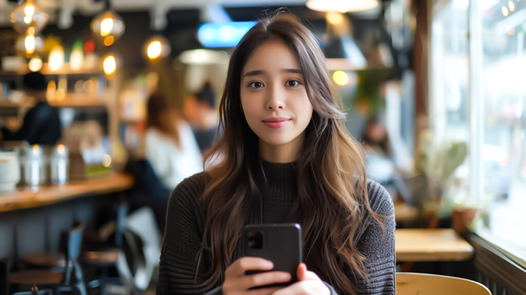 スマホを触る女性